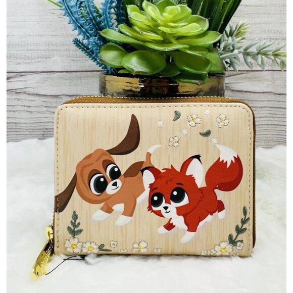 Loungefly Disney The Fox & the Hound Chibi Small Zip Wallet BoxLunch NWT